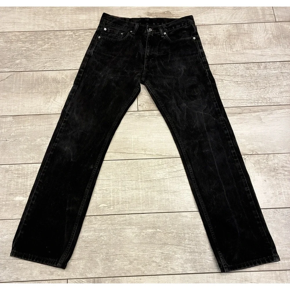 Vintage Y2K Levi's 505 Mens 31x31 Jeans Black Regular Fit Blank Red Tab 2007